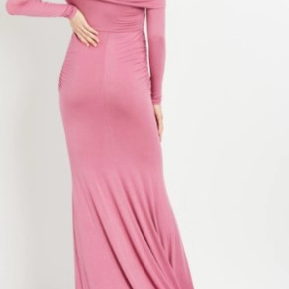 NWOT Motherhood Maternity Off-The-Shoulder Pink Maternity Dress Photoshoot Gown - Picture 8 of 9
